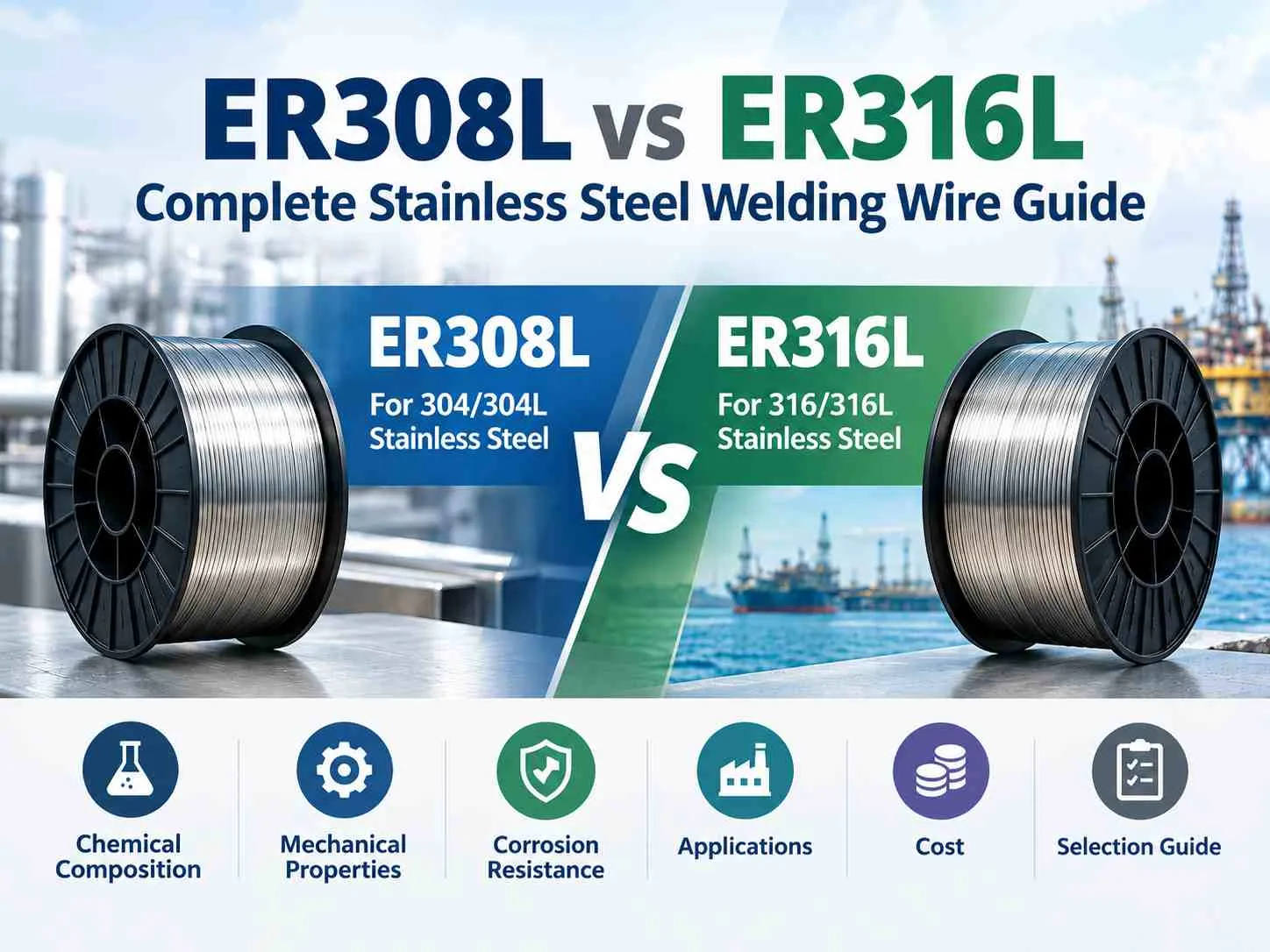 ER308L против ER316L,ER308L против ER316L сварочная проволока, ER308L,ER316L,ER308L против ER316L коррозионная стойкость, ER308L против ER316L приложений, ER308L против ER316L стоимость